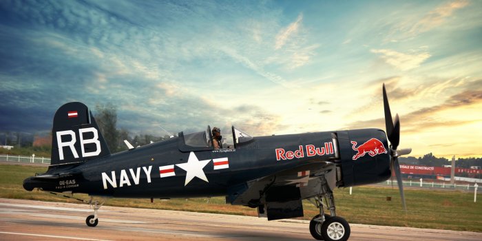 3555x2000 Vought F4U Corsair Flying Bulls 6K UHD Wallpaper