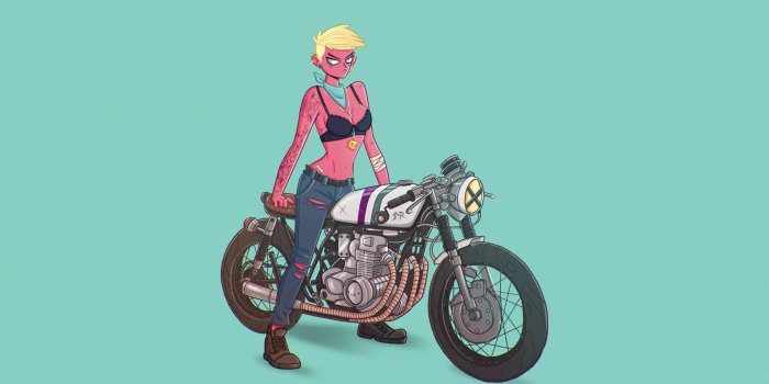 1920x1080 ArtStation - cafe racer girl, santiago moriv