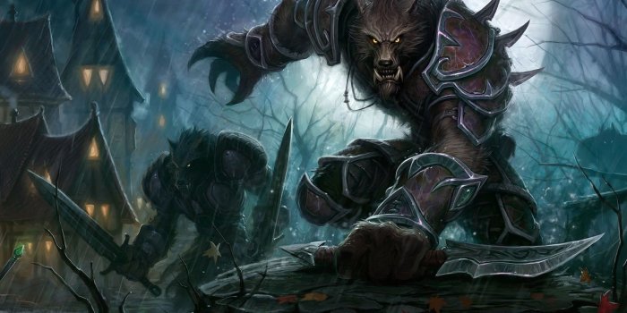 1600x1200 Werewolf anime illustration, werewolves, wolf HD wallpaper