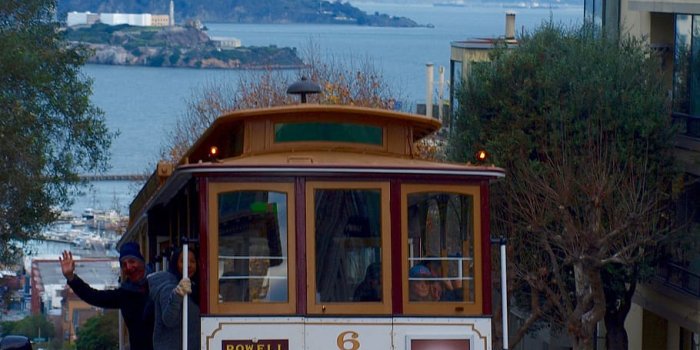 910x1371 HD wallpaper: tram, sea, alcatraz, san francisco, mode of