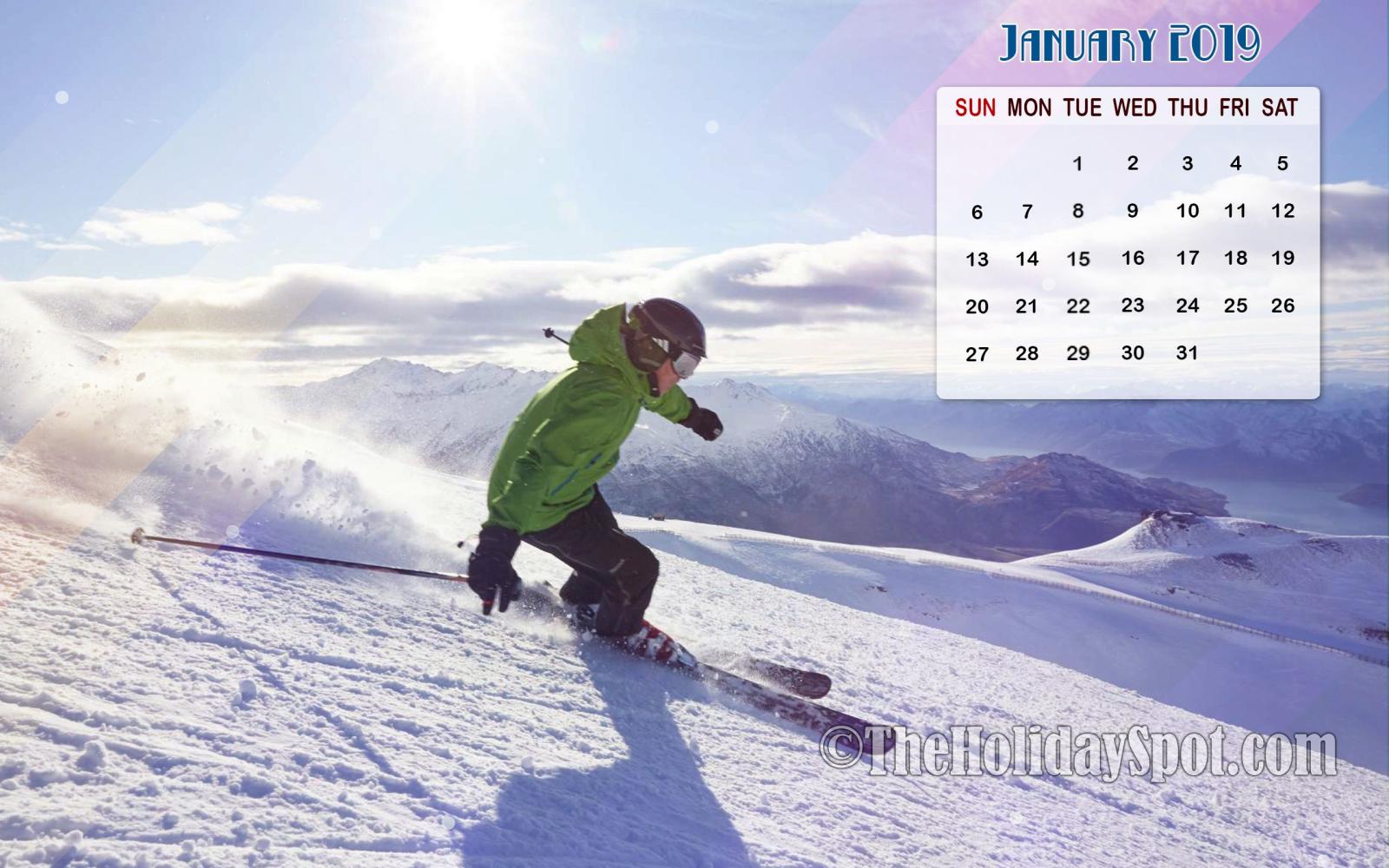 2560x1600 January Calendar Wallpaper 2019 Themed With Winter - Live