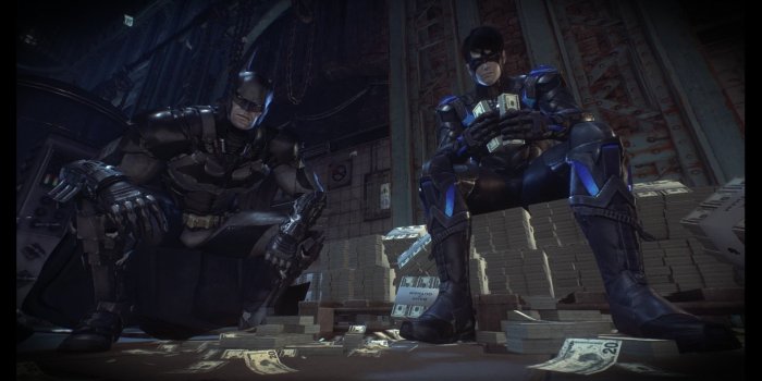 1920x1080 Batman & Nightwing album cover (Arkham Knight photo mode) : batman