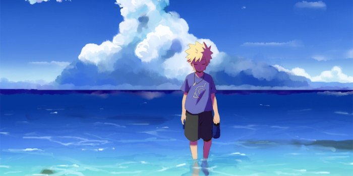 1920x1200 Anime Solitario dark Sky blue mar oceano water Naruto Shippuden