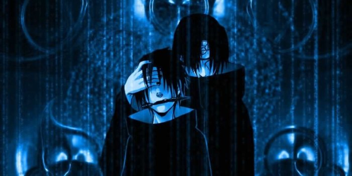 1024x768 Blue Cool Itachi And Sasuke – Anime Naruto HD Desktop Wallpaper