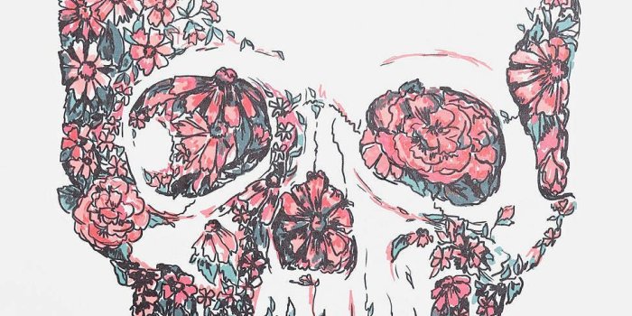 975x1463 Floral Skull Wall Decal - Urban Outfitters | Skull wallpaper