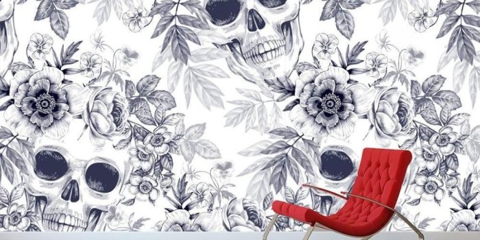 1000x1000 Self-Adhesive 3D Vintage Sugar Skull Wall Murals | Skullflow