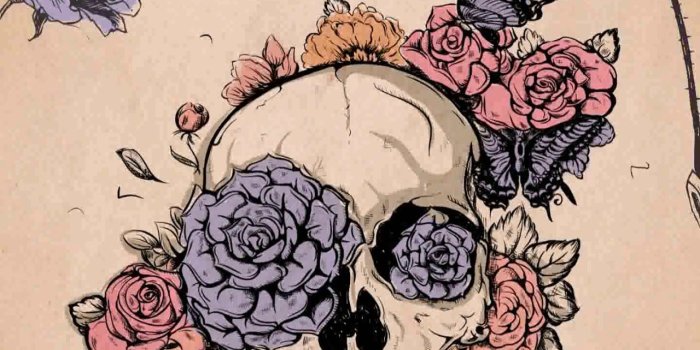 1280x720 Skull With Roses Wallpaper posted by Zoey Anderson