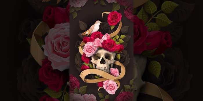 1280x720 Samsung Theme-Live Wallpaper] Vintage Flower Skull