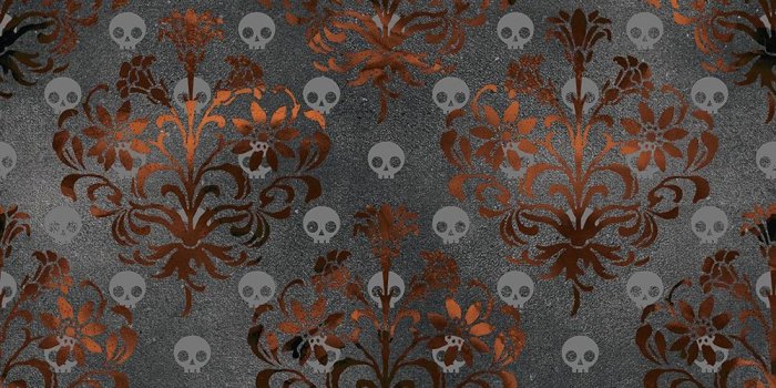 1000x1000 HaokHome Thick Vintage Skull Damask Wallpaper Brown/Grey Vinyl