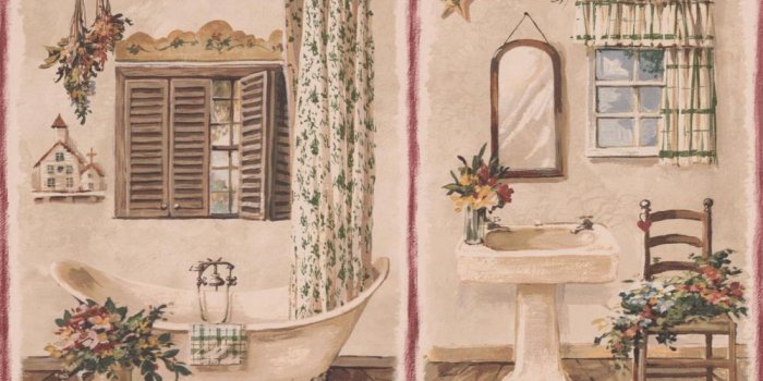 1000x1000 Retro Art Vintage Bathroom in Red Squares Beige Prepasted