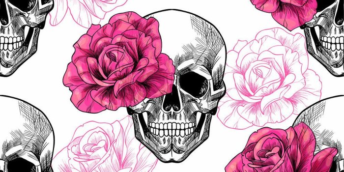 1000x3000 Ebern Designs Django Removable Skull Roses 4.17' L x 25