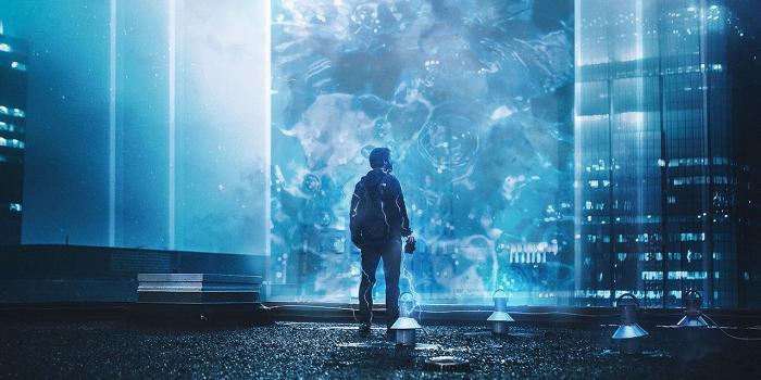 1280x1280 Download wallpaper 1280x1280 silhouette, portal, light, bright