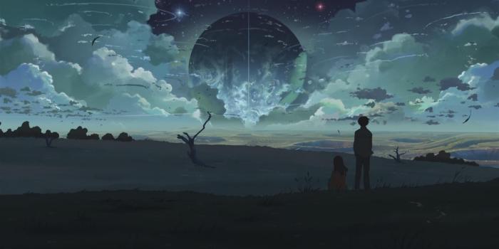 1920x1080 anime, #field, #clouds, #Makoto Shinkai , #night, #surreal, #5