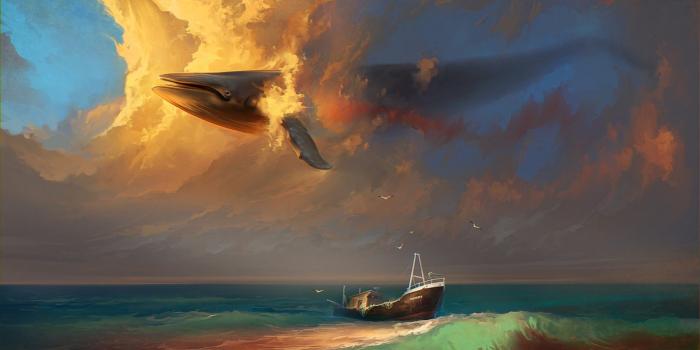 1920x1080 Free download Wallpaper art sea ship whale sky surreal clouds