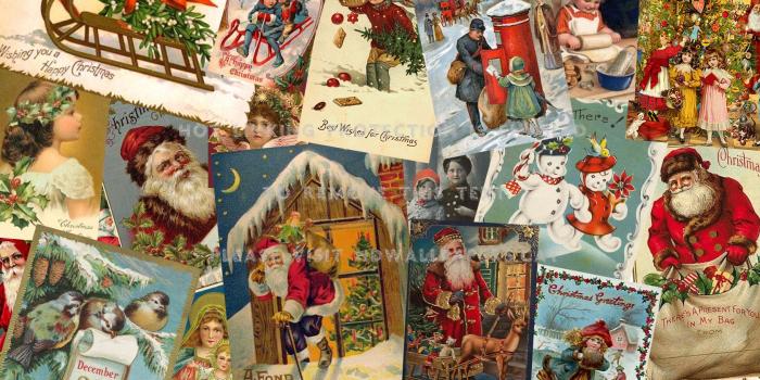 1680x1050 victorian christmas collage sleigh vintage