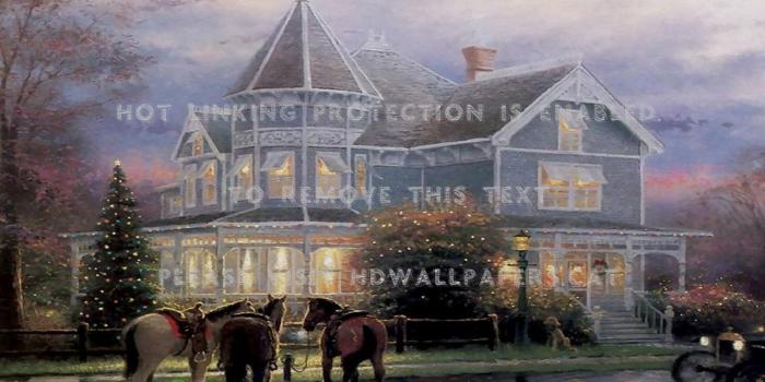 1280x800 victorian winter horses retro house art