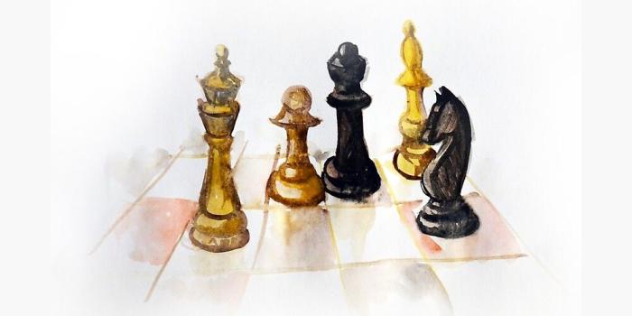 1000x1000 Chess pieces, colorful watercolor painting