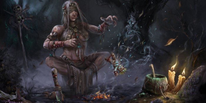 1920x1080 shaman voodoo doll witchcraft witch candles fire magic skull