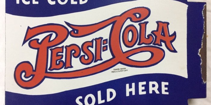 1600x1200 Vintage Porcelain Pepsi Cola Ice Cold 14½ x 10” Double Sided