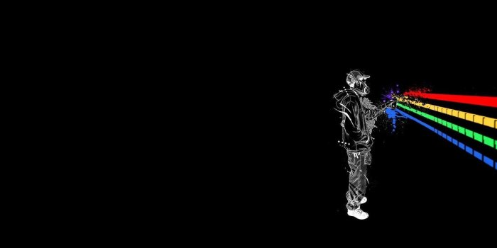 1920x1080 Man holding spray can digital art, graffiti, minimalism, selective
