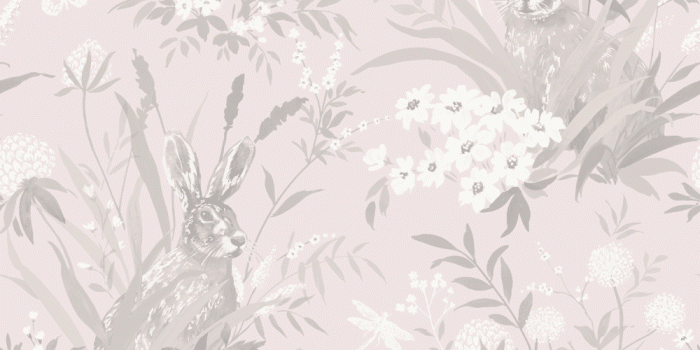 1000x1000 Holden Décor Hares Woodland Leaves Wildlife Flowers Pastel Colour