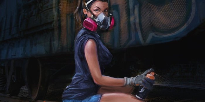1332x850 Wallpaper look, girl, graffiti, paint, art, the car, Spray paint