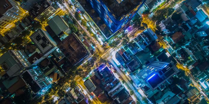 3840x2160 Wallpaper 4k night city, view from above, ho chi minh city