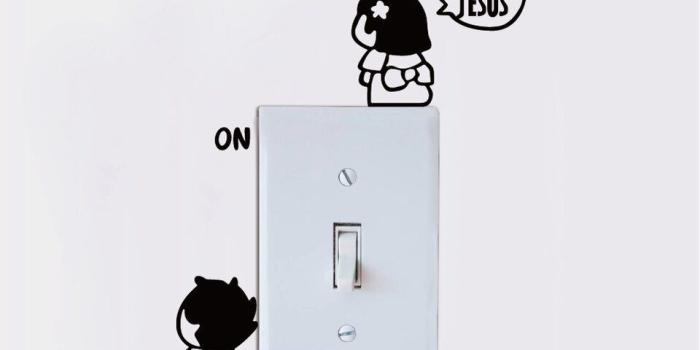 960x959 KG 64 Couples switch stickers cartoon switch to save electricity