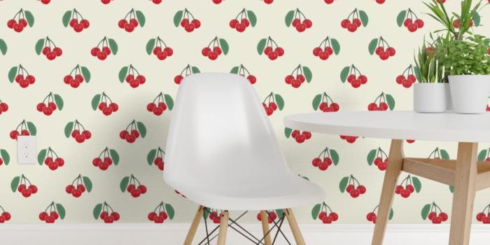 1024x1024 Removable Water-Activated Wallpaper Yellow Kitchen Vintage 40S 50S