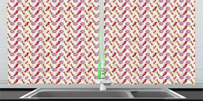 1463x1500 Amazon.com: Ambesonne Retro Kitchen Curtains, Vintage 50s 70s Pop