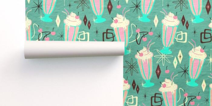 1024x1024 Retro 50s Milkshakes - small print on Isobar by micklyn | Roostery