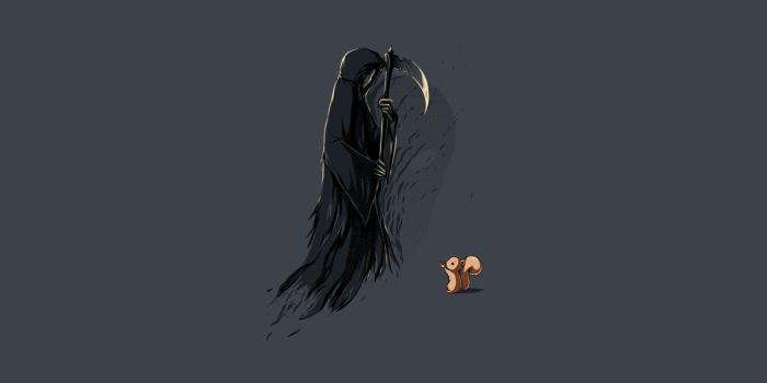 1366x768 threadless, Simple, Minimalism, Humor, Death, Squirrel Wallpapers