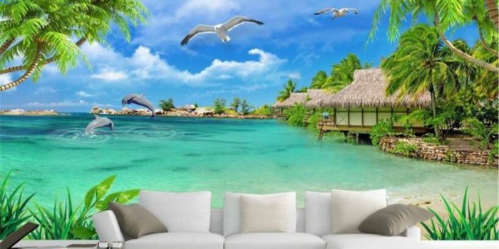 1000x800 beibehang Modern Home TV background wall wallpaper HD sea view