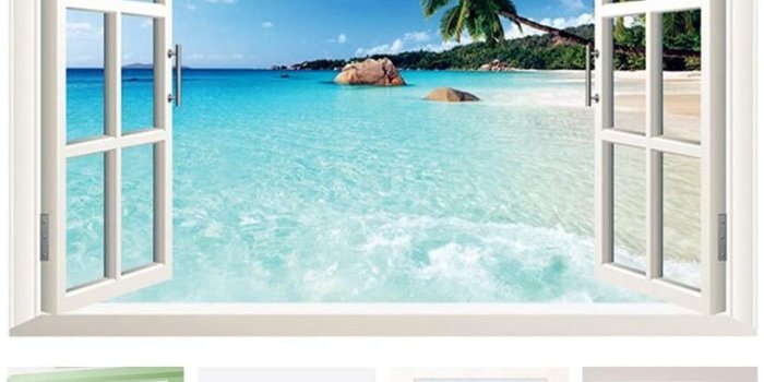 972x980 Amazon.com: Amaonm Removable Huge Large 3D Beach Sea Window View