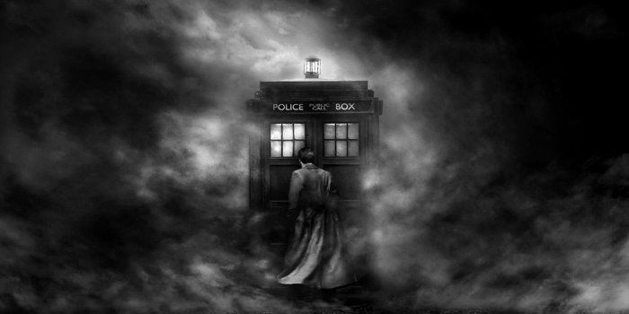 1680x1050 HD Tardis Mist Grayscale Doctor Desktop Photo Wallpaper | Download