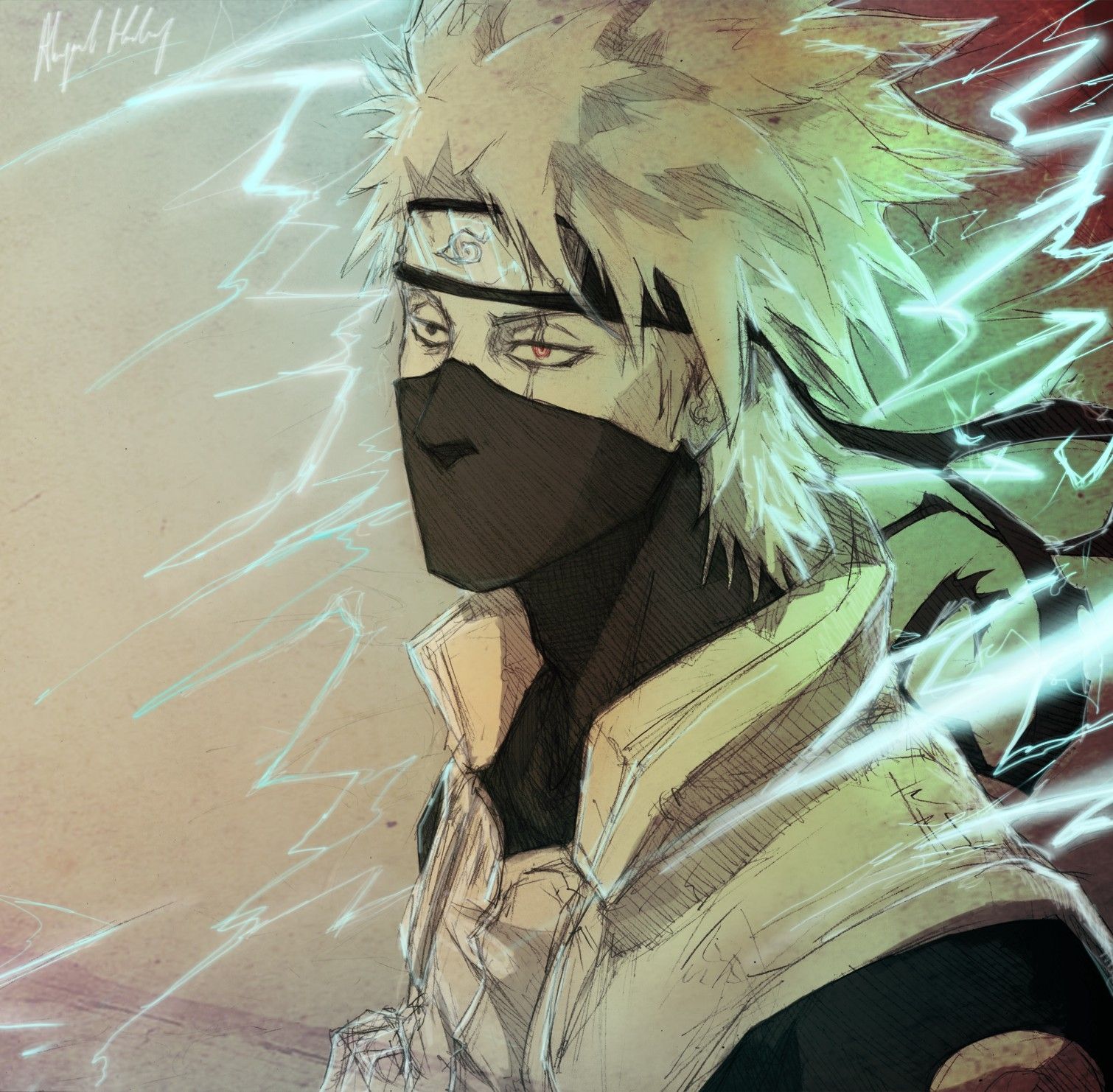 1510x1482 sketches naruto shippuden red eyes masks lightning kakashi hatake