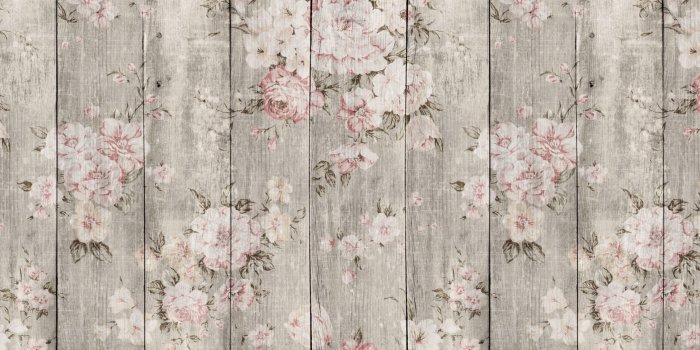 3028x1872 Vintage Boards With Flowers Wallpaper for Walls | Wood Texture
