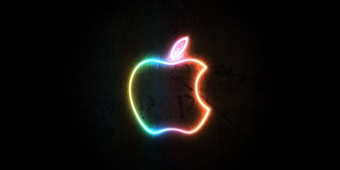 1332x850 Wallpaper black, apple, logo, Neon images for desktop, section hi