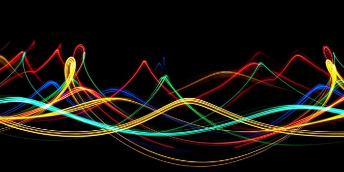 1366x768 Design / Color Neon Waves-black Artistic Hd Wallpaper - Neon