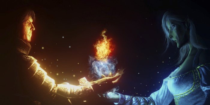 1366x768 wizard, Sorcerer, Fire, Ice, Magic HD Wallpapers / Desktop and