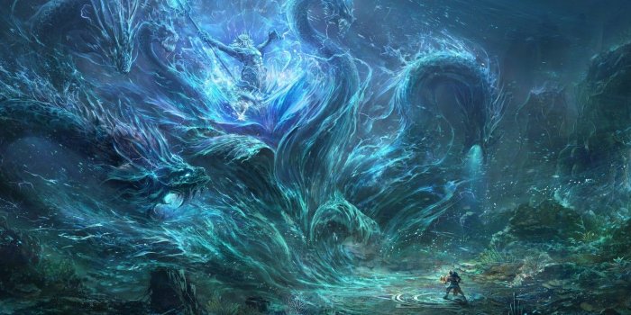 1332x850 Wallpaper people, monster, Trident, monster, Neptune, the bottom