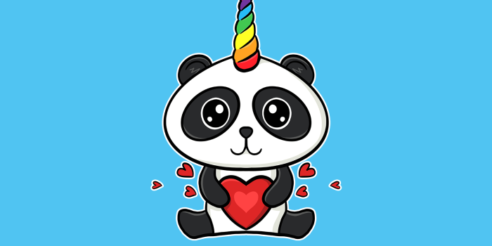 1600x1200 Panda Unicorn with Heart by Onivsart on Dribbble