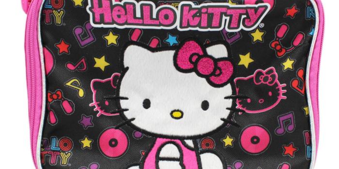 1600x1185 Hello Kitty Musical Stars Pink/Black Sparkly Bow Insulated Lunch