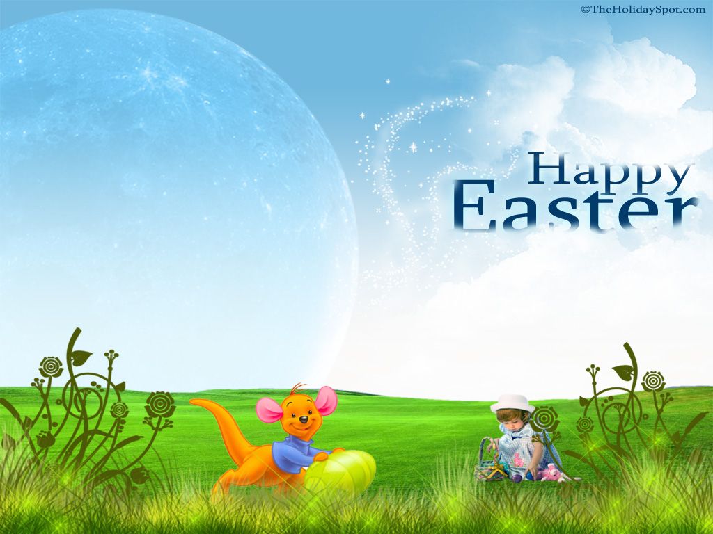 1024x768 Winnie The Pooh Easter - Happy Easter All My fãs wallpaper