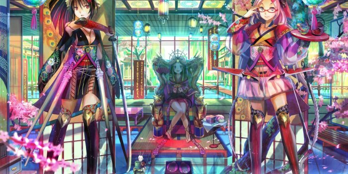 1923x1354 Anime Original Girl Colorful Anime Kimono Wallpaper | Fondo de