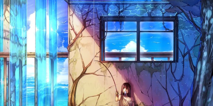 1305x1846 water skulls trees colorful flowers fish anime girls 1305x1846