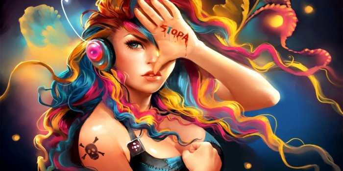 1600x853 Anime Girl Listening Musik Hd Wallpaper 1080P | Wallpapers Quality