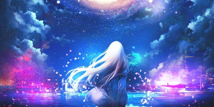 1920x1080 Blue Anime Galaxy Wallpapers