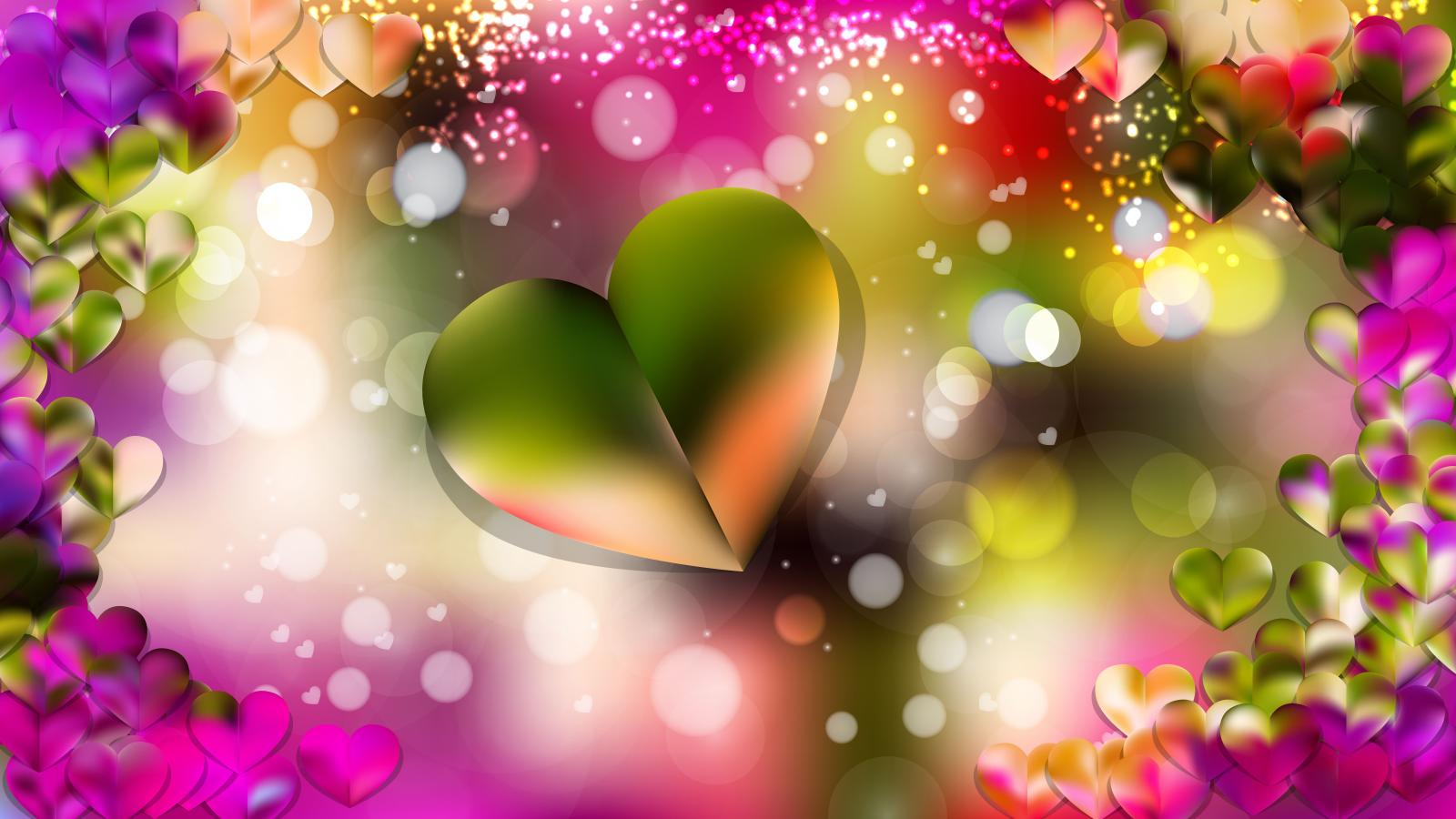 8000x4500 Pink and Green Heart Wallpaper Background