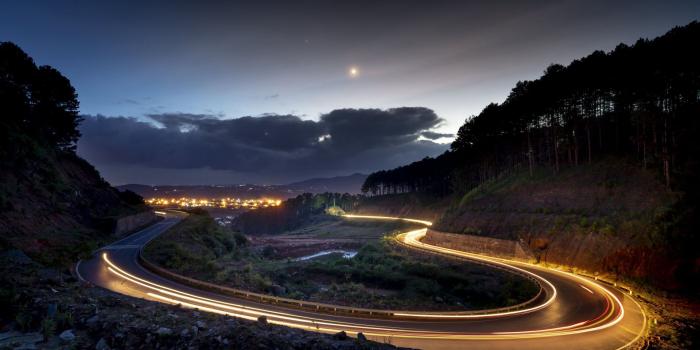1920x1080 Download wallpaper: Lights on the road of Dalat, Vietnam 1920x1080